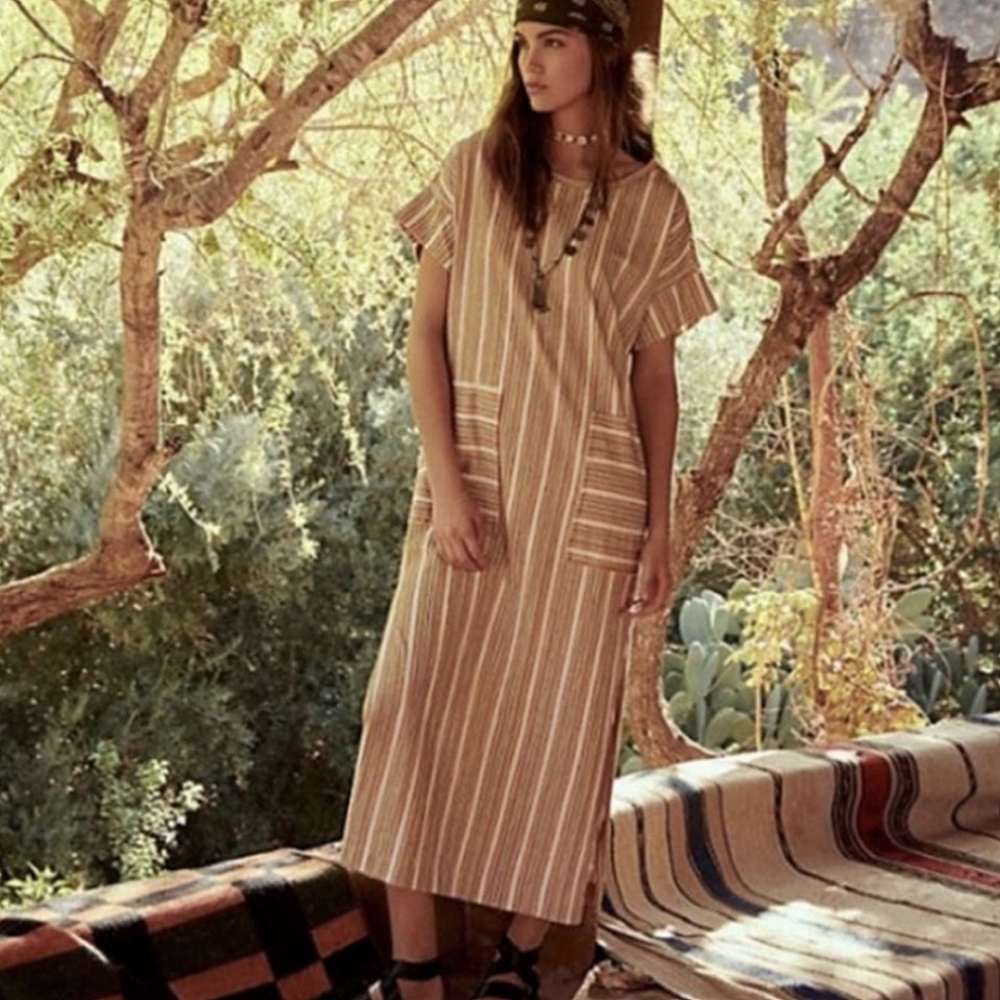 Free People Stripe Beach Caftan Dress XS